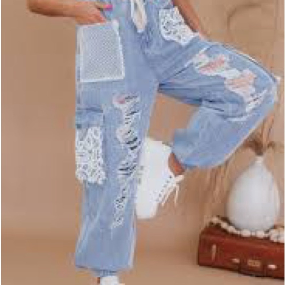 POL The Carefree Blue Denim Jogger Size M - Picture 3 of 11
